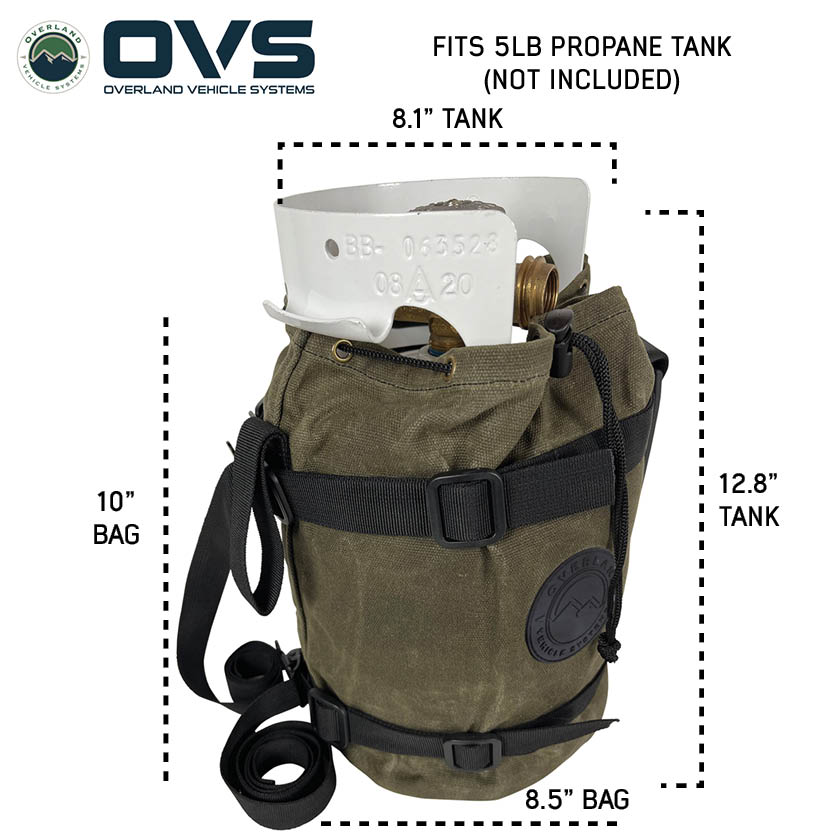 Overland Vehicle Systems waxed canvas 5 lb propane tank bag - view 3