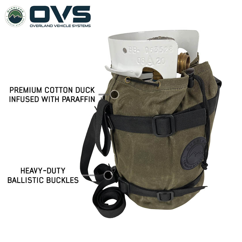 Overland Vehicle Systems waxed canvas 5 lb propane tank bag - view 2