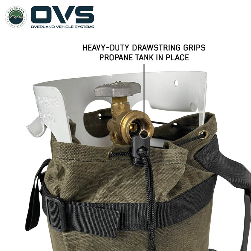 Overland Vehicle Systems waxed canvas 5 lb propane tank bag - view 5