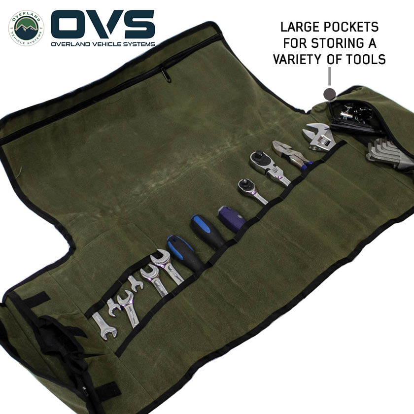Overland Vehicle Systems Canyon rolled general tool storage bag in waxed canvas - view 2