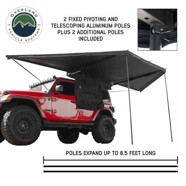 OVS XD Nomadic 180 degree awning, black body and black trim - view 4