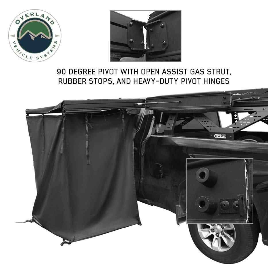 OVS XD Nomadic 90 degree pivot shower awning with light strip and black out - view 2
