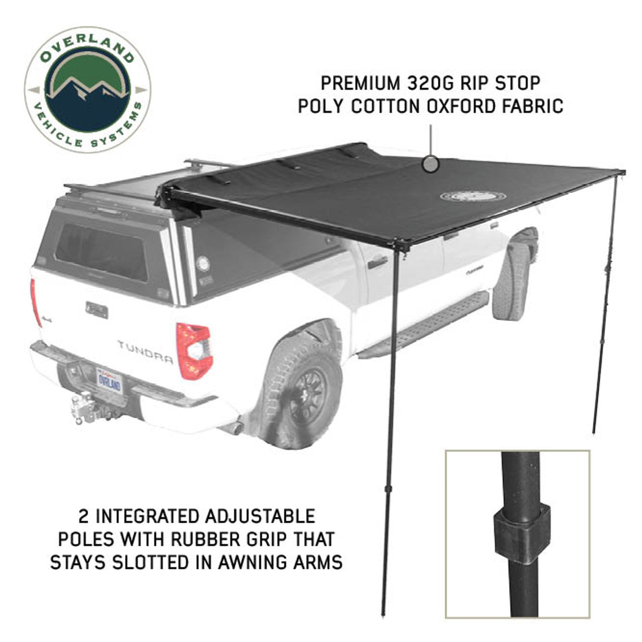 XD Nomadic 2.0 - 6.5' Awning - W/ Lights, Black Out, Black Fabric & Travel Cover Universal