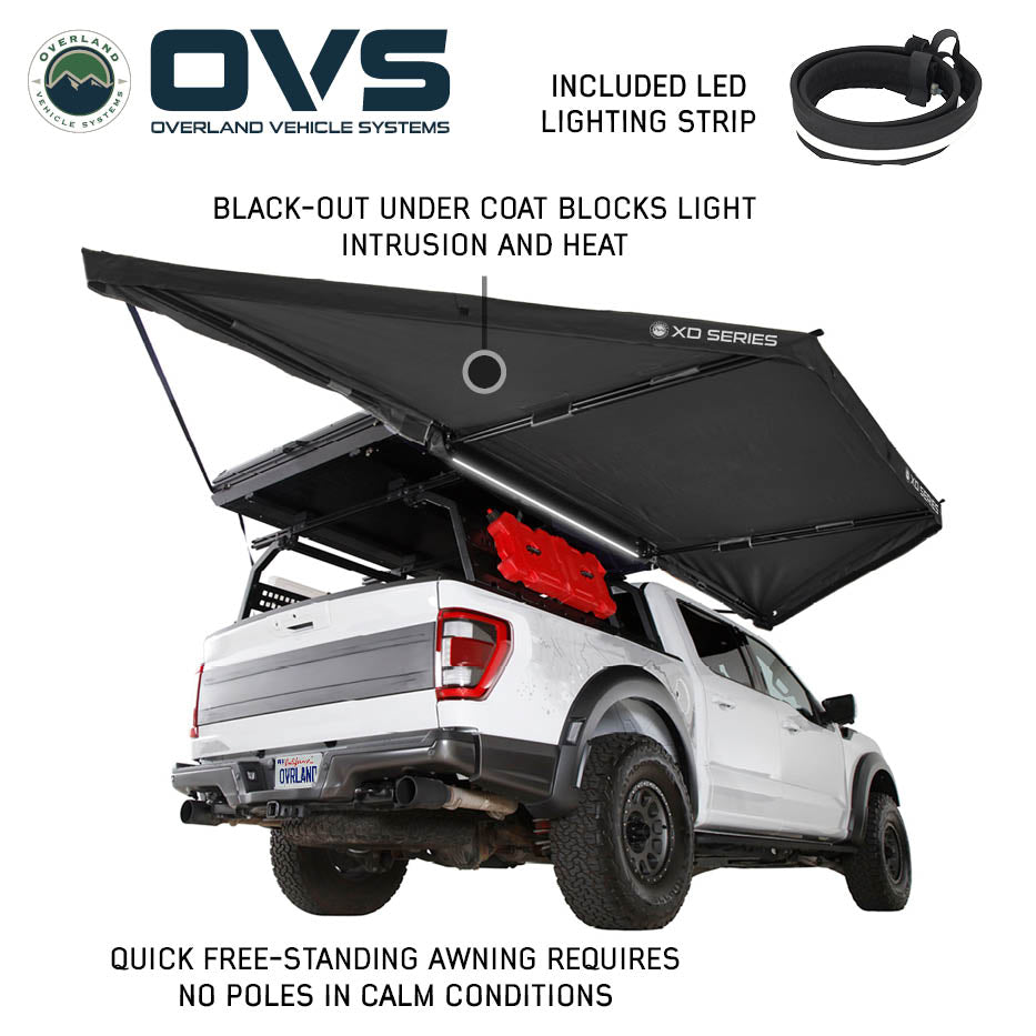 Overland Vehicle Systems XD Nomadic 180 LTE awning with black fabric and travel cover - view 2