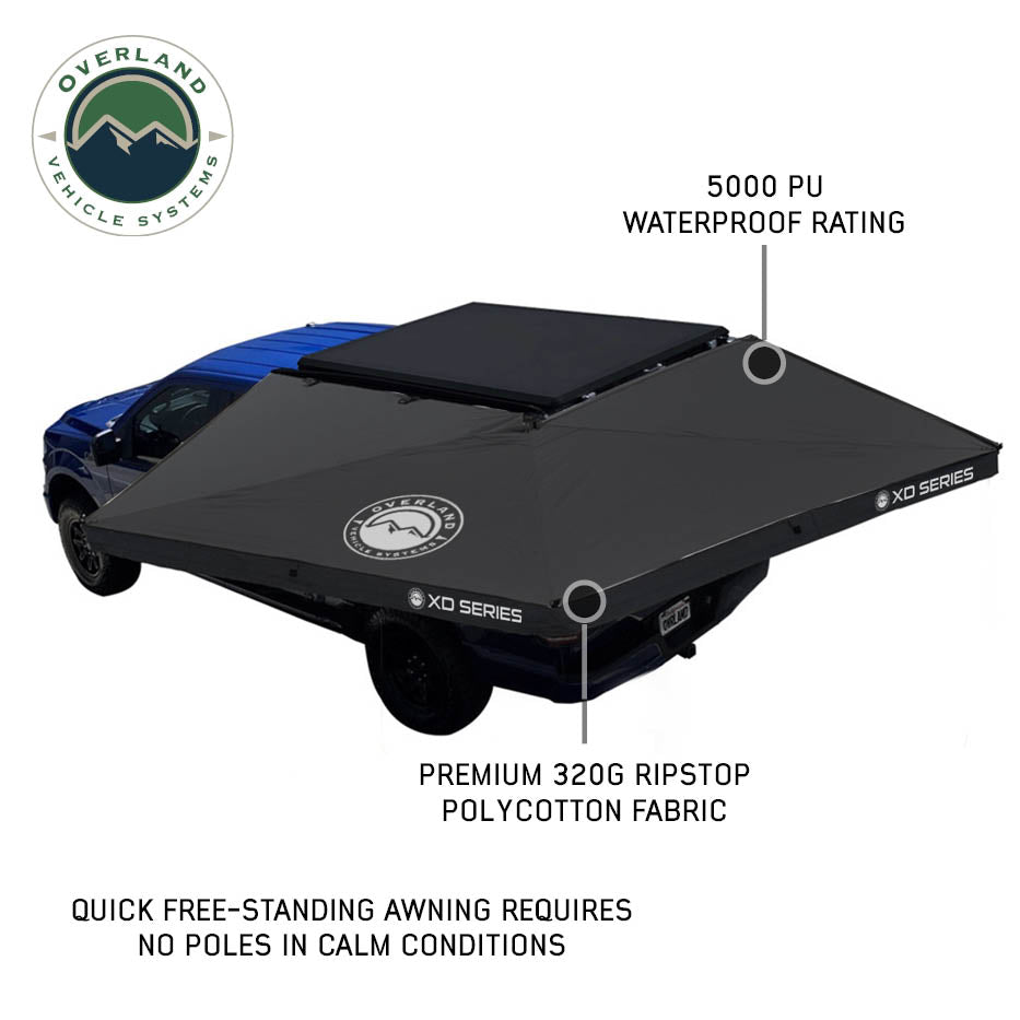 Overland Vehicle Systems XD Nomadic 270 LT awning with black fabric and travel cover - view 3