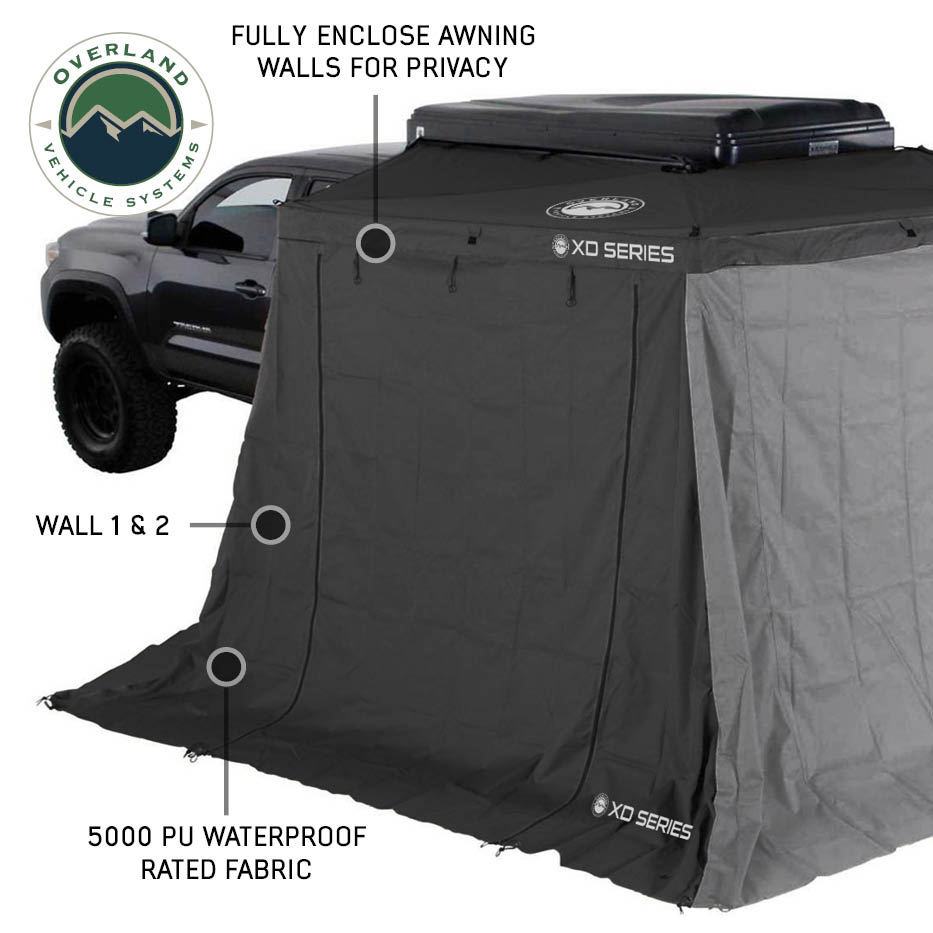 Overland Vehicle Systems XD Nomadic 270 LTE awning walls in black - view 3