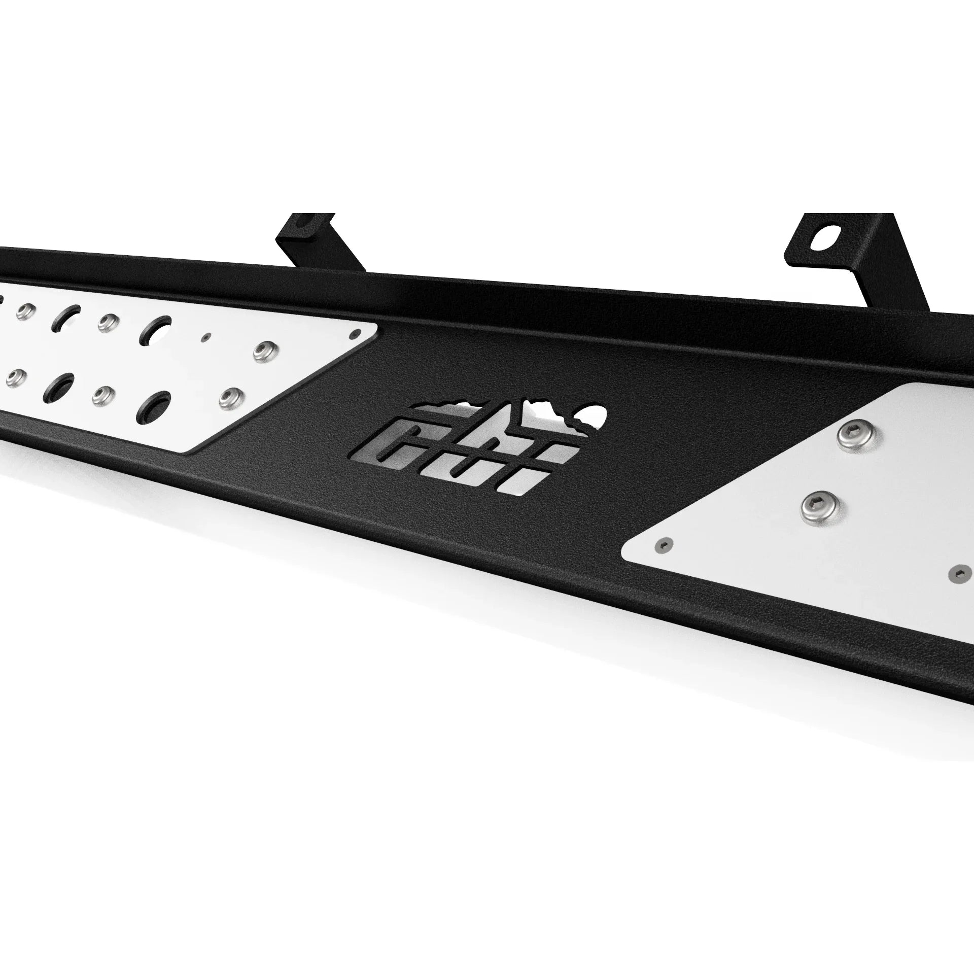 Heavy-duty black side step with metal accents for Chevy Colorado ZR2, close-up view