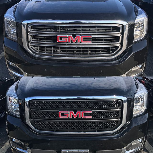 ABS6442BLK 15-20 GMC Yukon SLE/SLT 3 PCS Gloss Black Tape-on Grille Overlay