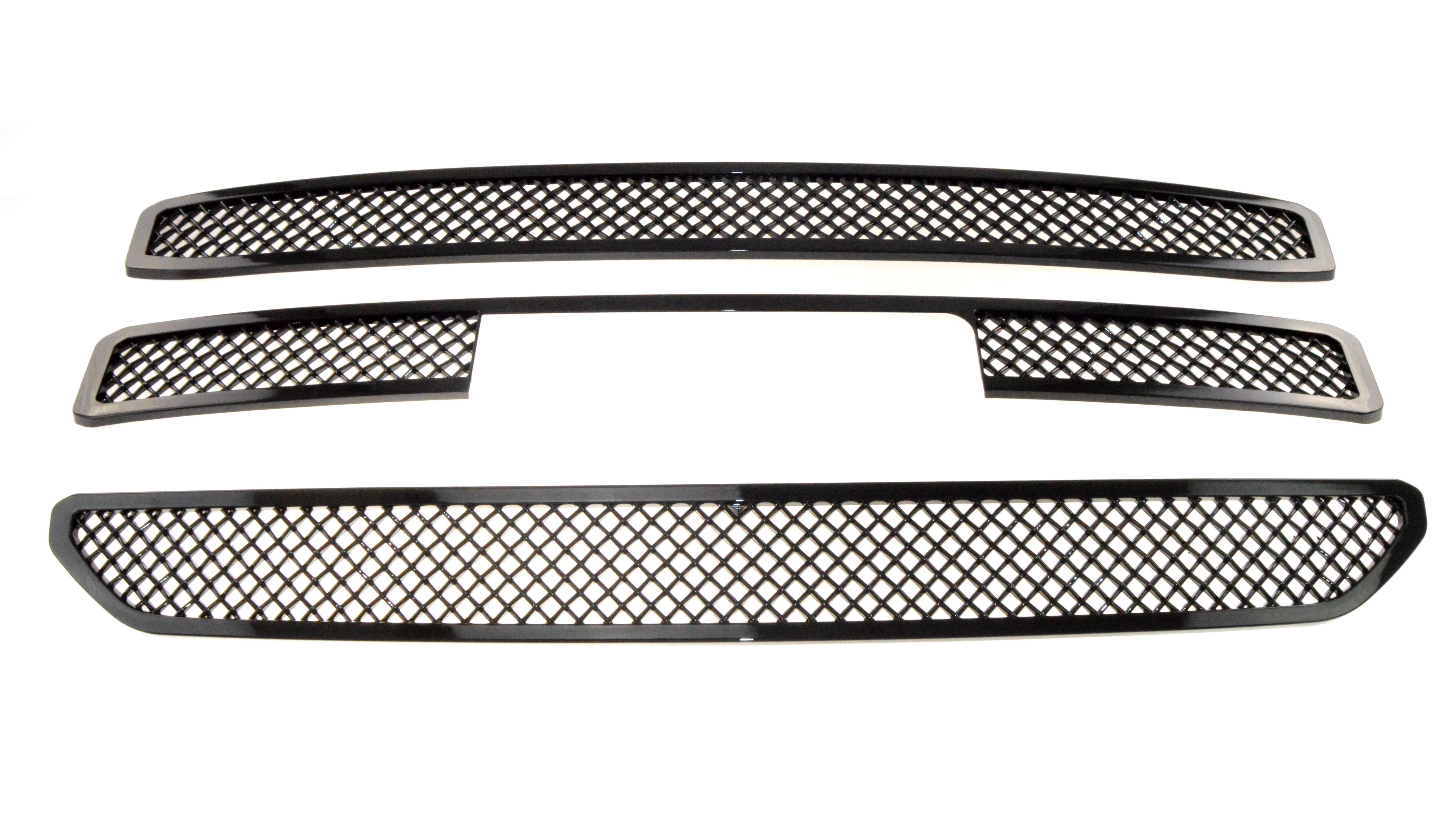 ABS6442BLK 15-20 GMC Yukon SLE/SLT 3 PCS Gloss Black Tape-on Grille Overlay