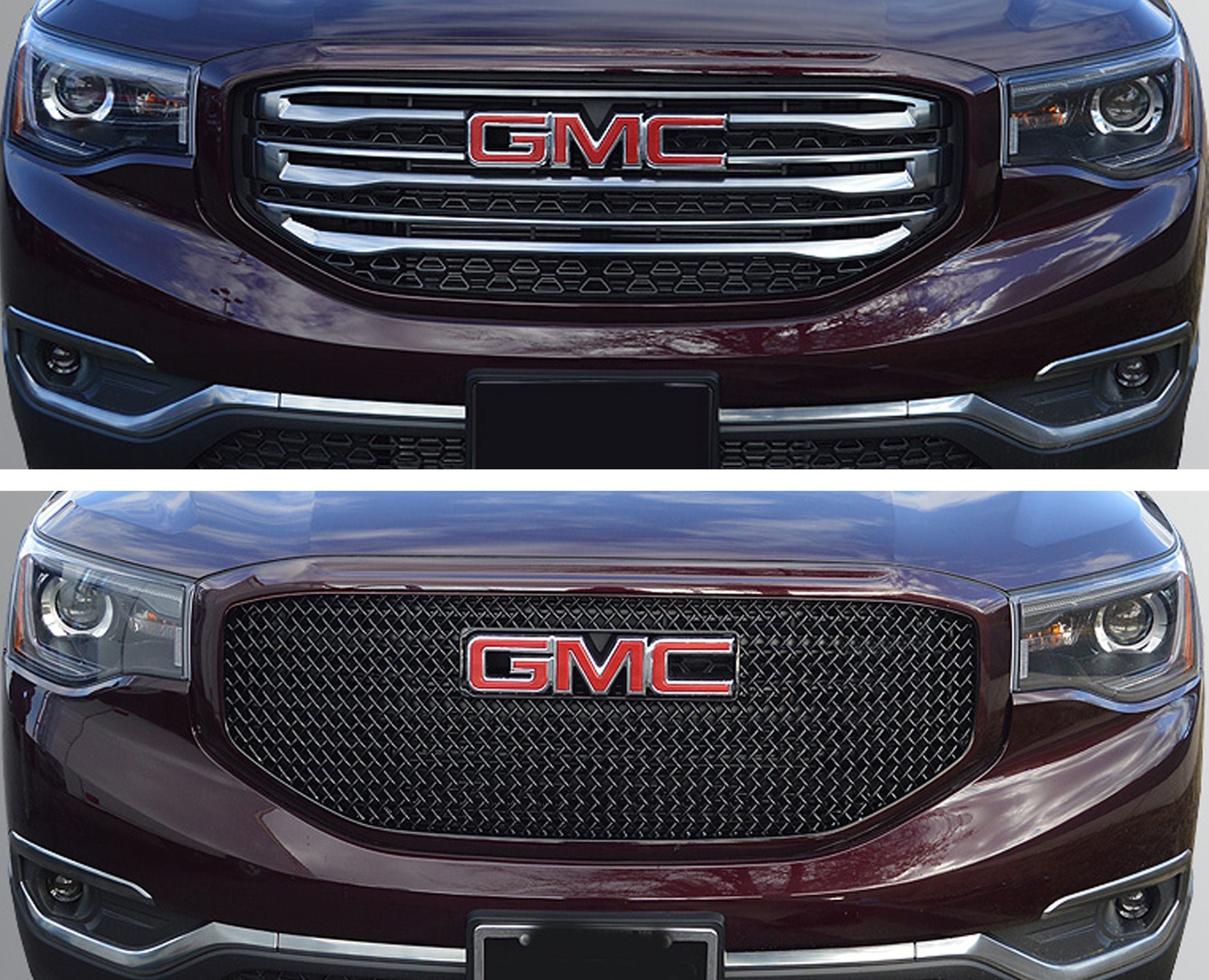 ABS6465BLK 17-19 GMC Acadia SLT 1 PC Gloss Black Tape-on Grille Overlay