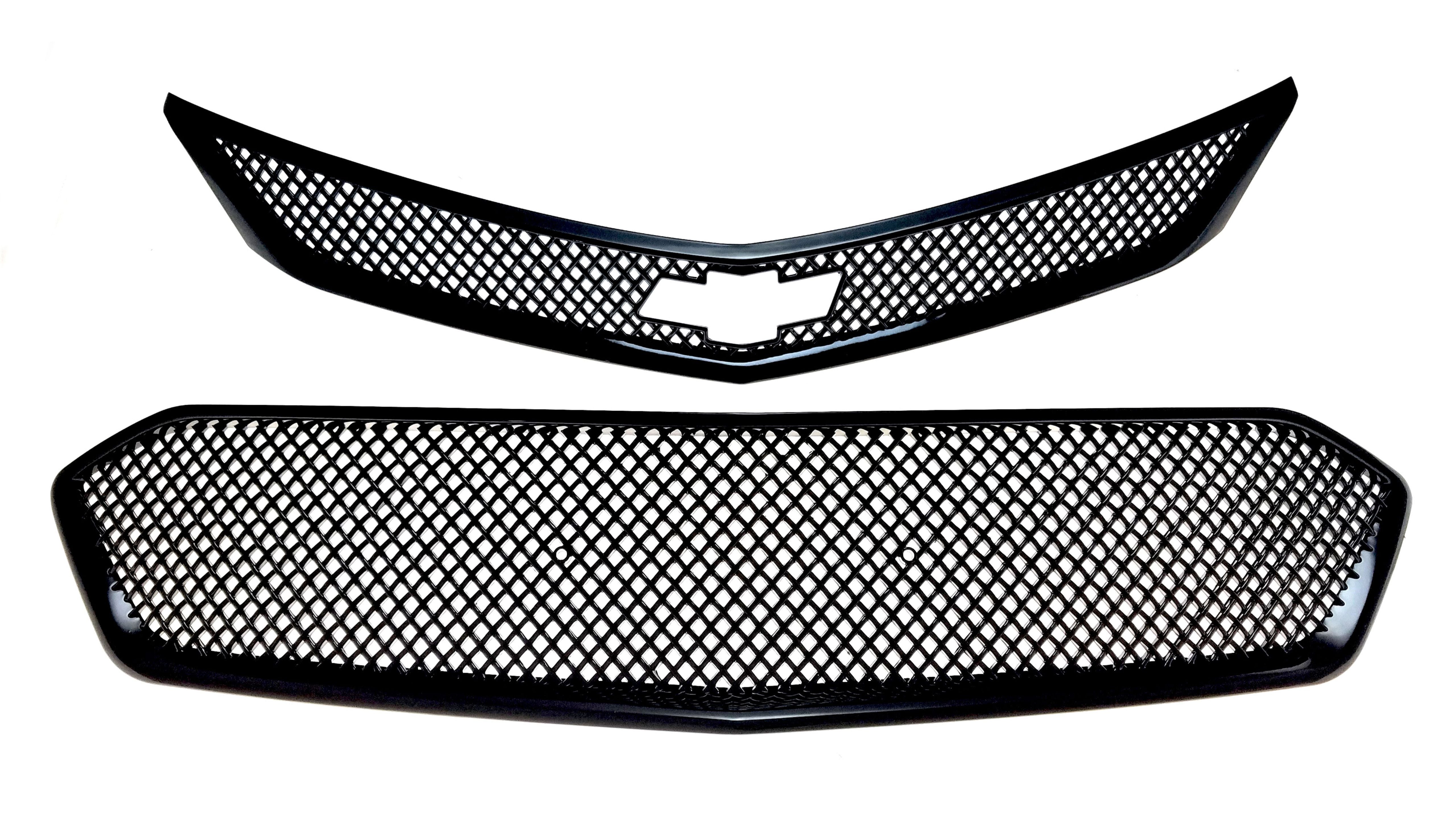 ABS6470BLK 16-18 Chevrolet Cruze LATE MODEL 2016 2 PCS Gloss Black Tape-on Grille Overlay
