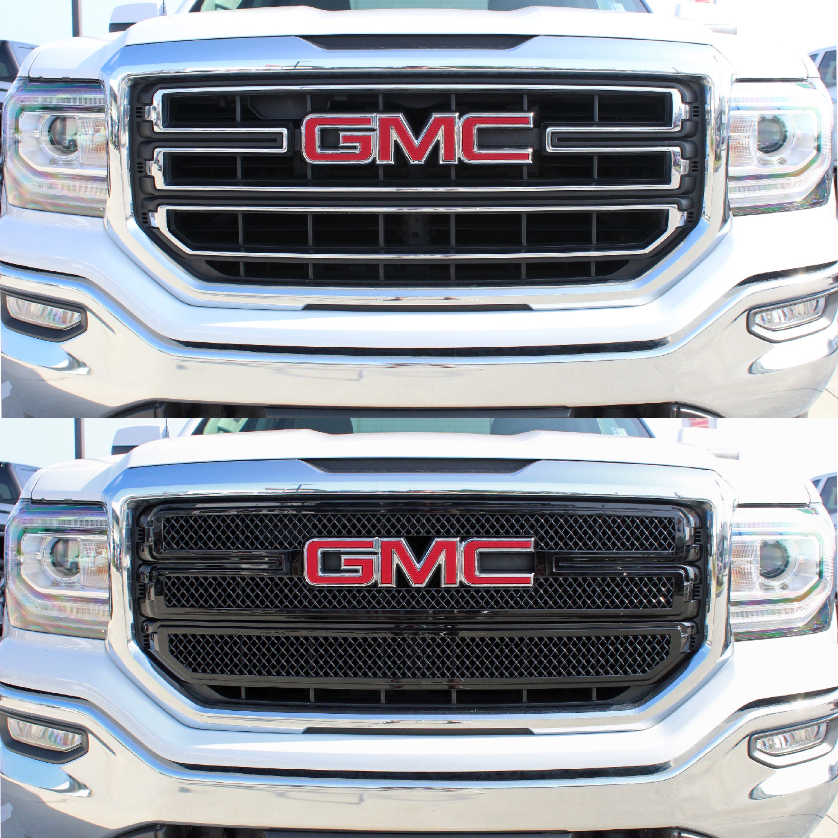 ABS6471BLK 16-18 GMC Sierra 1500 Base/SLE 2 PCS Gloss Black Tape-on Grille Overlay