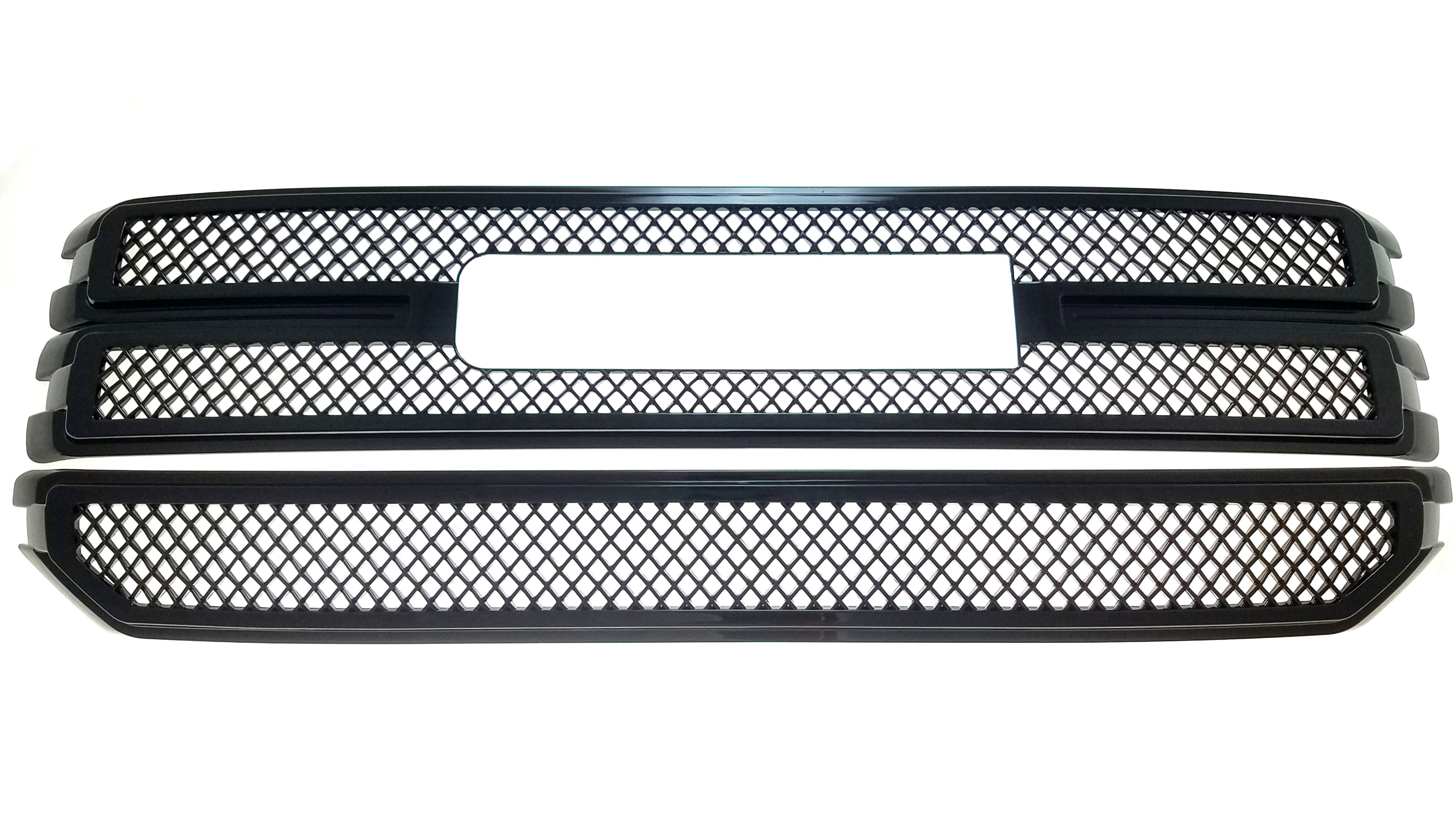 ABS6471BLK 16-18 GMC Sierra 1500 Base/SLE 2 PCS Gloss Black Tape-on Grille Overlay