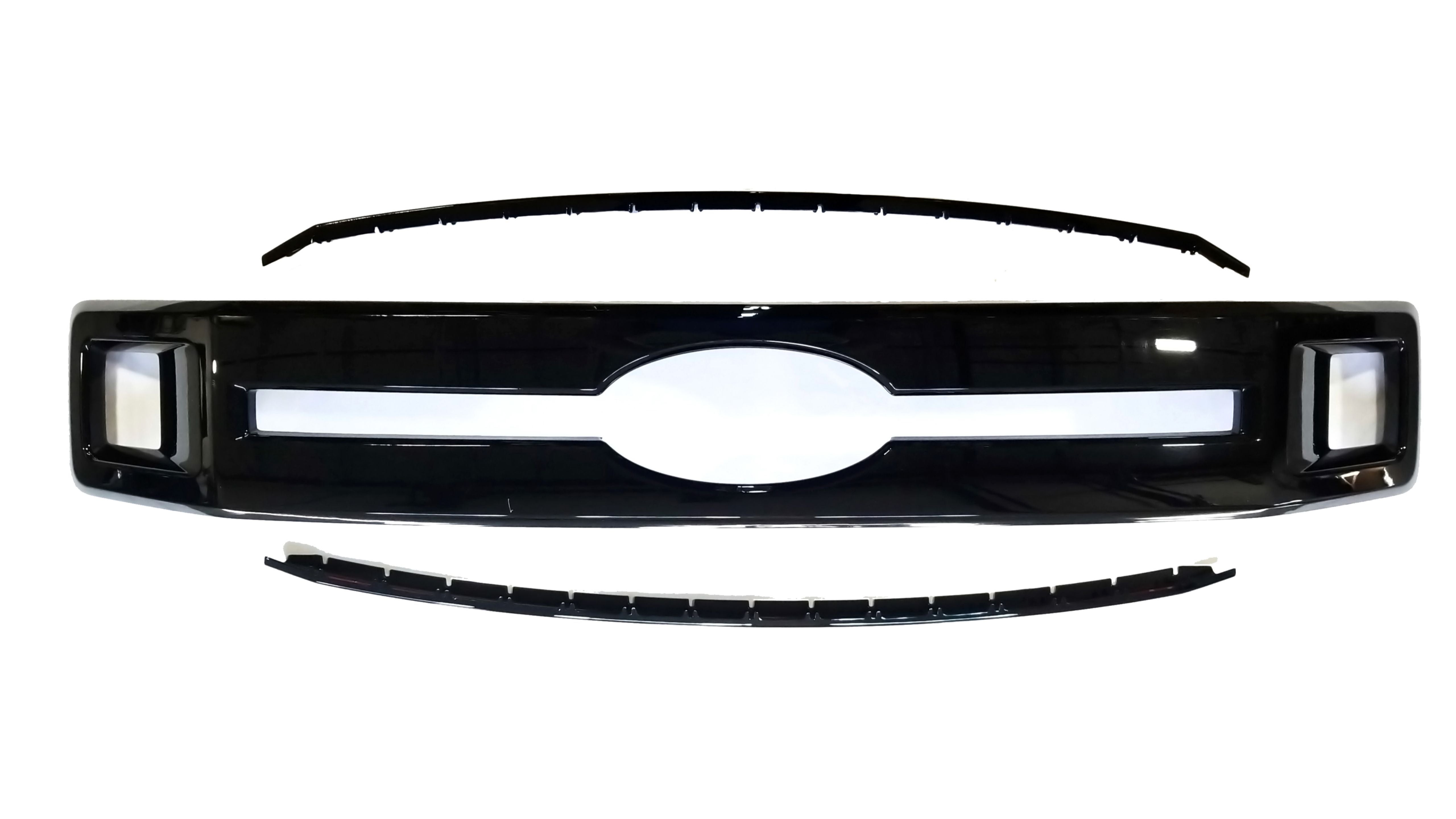 ABS6475BLK 18-20 Ford F-150 Only fits XL un-painted grill 3 PCS Gloss Black Tape-on Grille Overlay