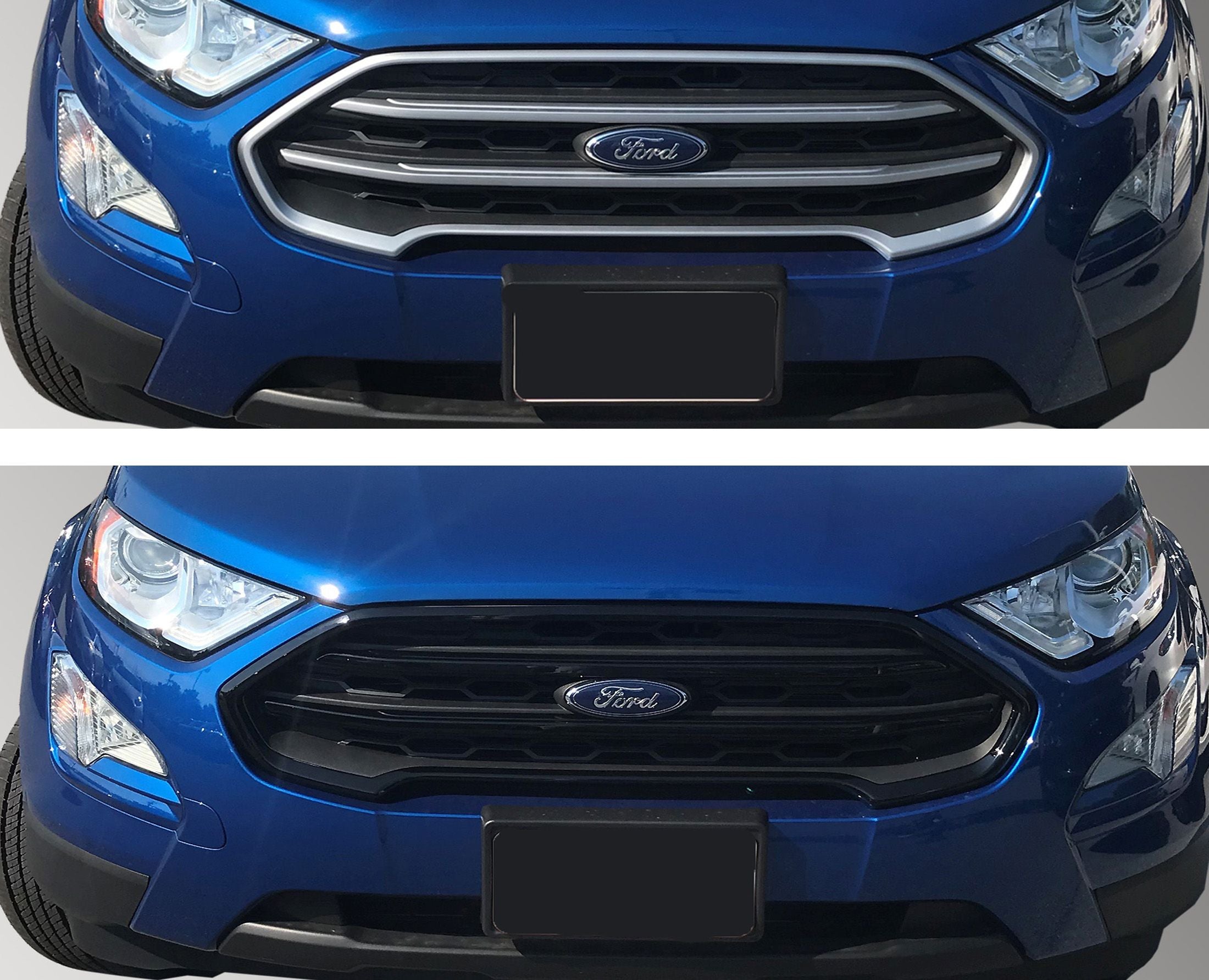 ABS6492BLK 18-22 Ford EcoSport 3 PCS Gloss Black Tape-on Grille Overlay
