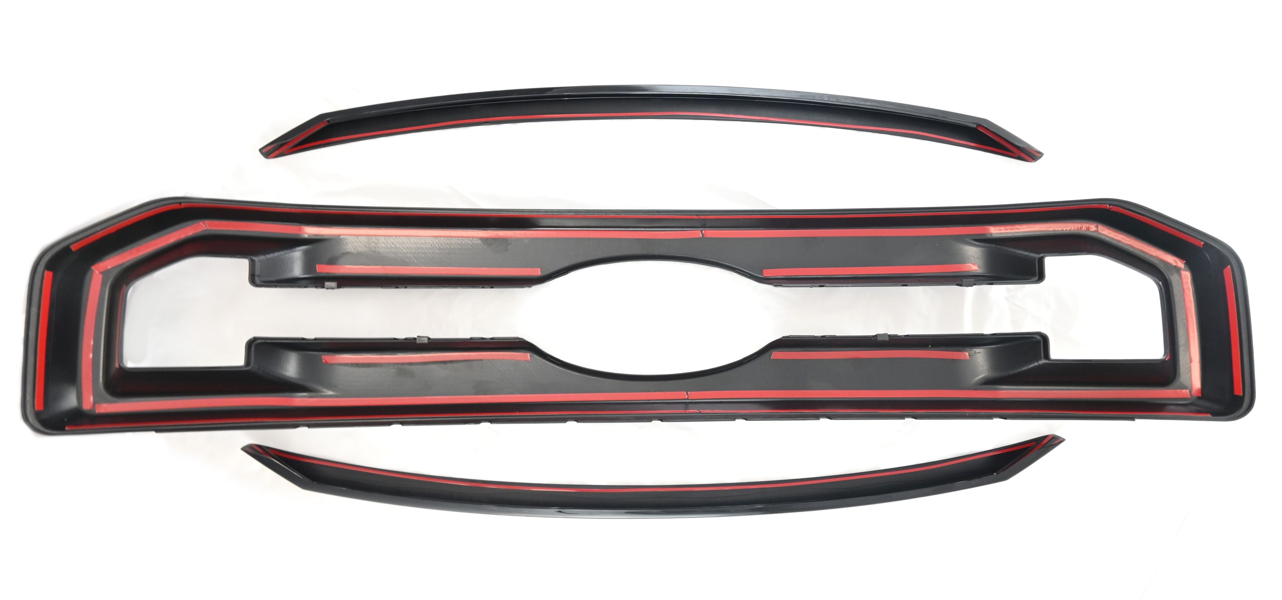 ABS6510BLK 20-22 Ford F-250 Super Duty/F-350 Super Duty XLT 3 PCS Gloss Black Clip-On W/Tape Grille Overlay