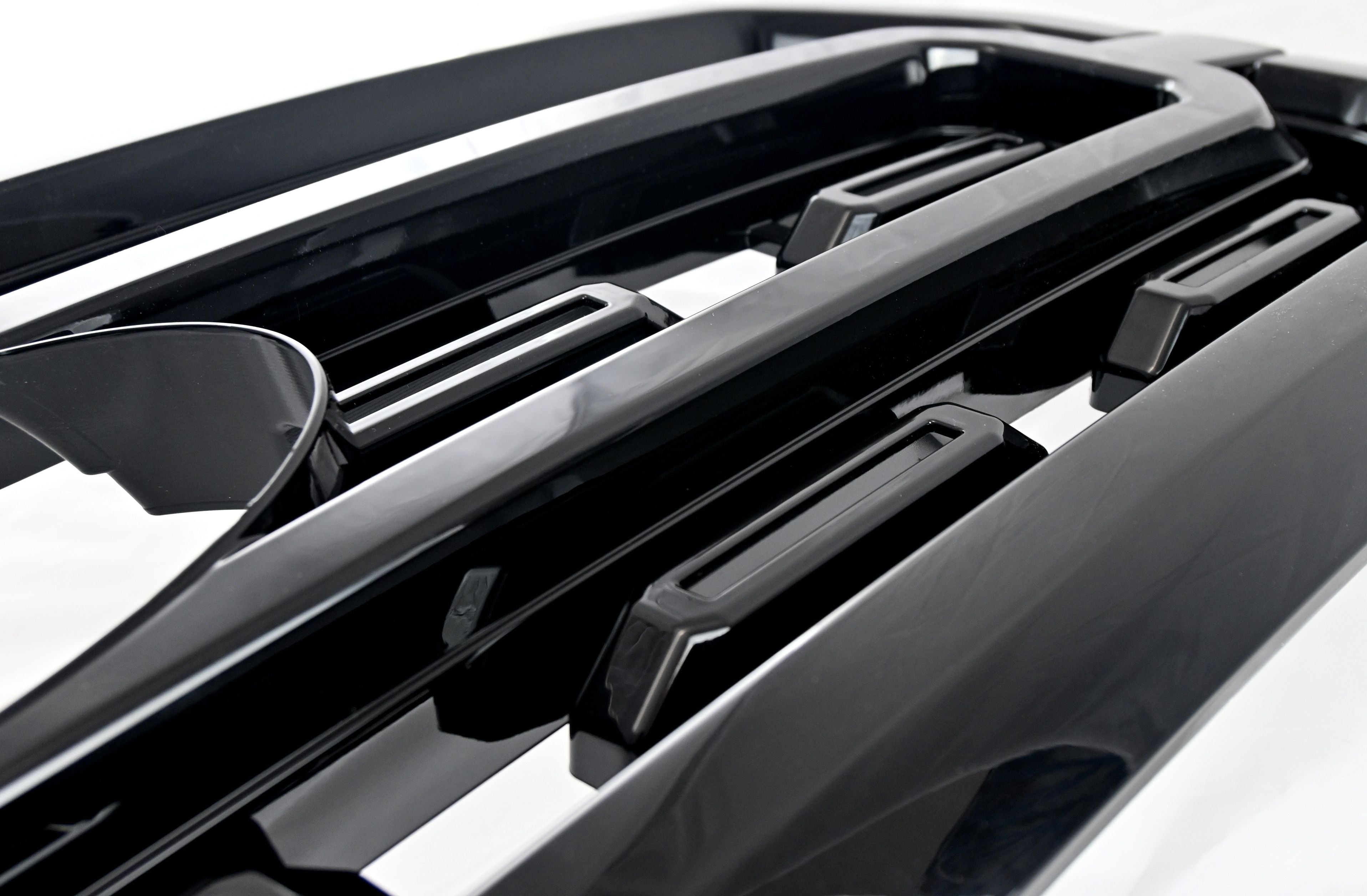 ABS6521BLK 21-23 Ford F-150 XLT/XL 1 PC Gloss Black Clip-On W/Tape Grille Overlay