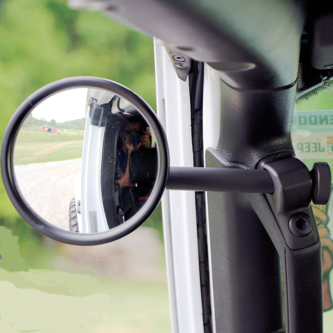 Espejo retrovisor lateral de pilar A CMM Offroad 2024 JL/JLU con montaje de base, lado del conductor o del pasajero