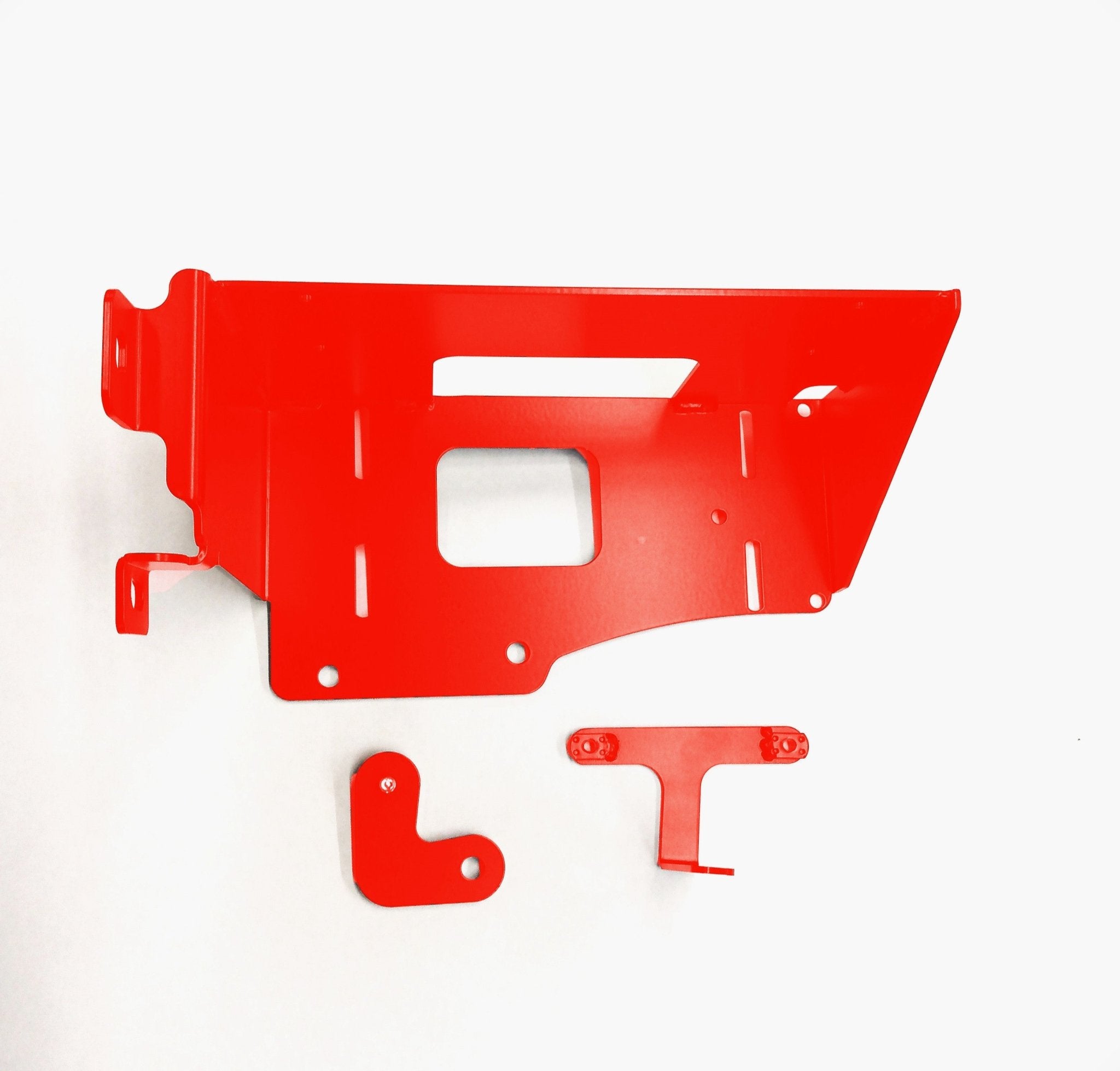 Red ARB mounting bracket kit for Toyota 4Runner air compressor, flat layout on white