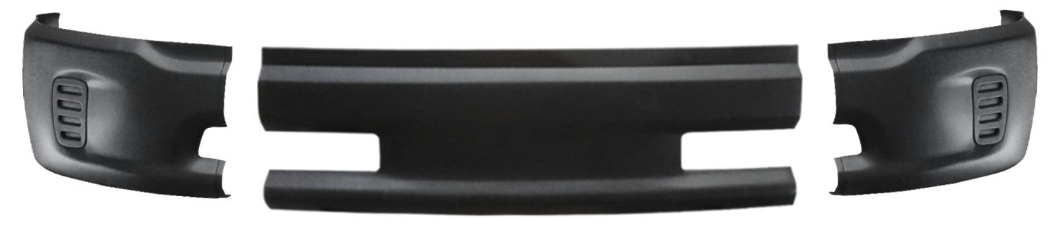 Armor-coated front bumper cover for 2013-2018 Ram 1500, rugged design without fog lamp or sensor holes.