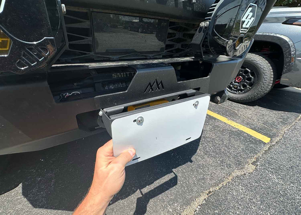 backwoods-front-bumper-flip-up-license-plate-bracket-for-hawse-fairlead - NVMOS