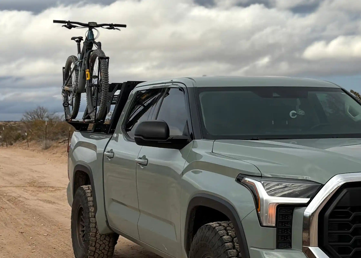 backwoods-universal-truck-bed-rack-bike-tray-mounting-brackets-installed - NVMOS