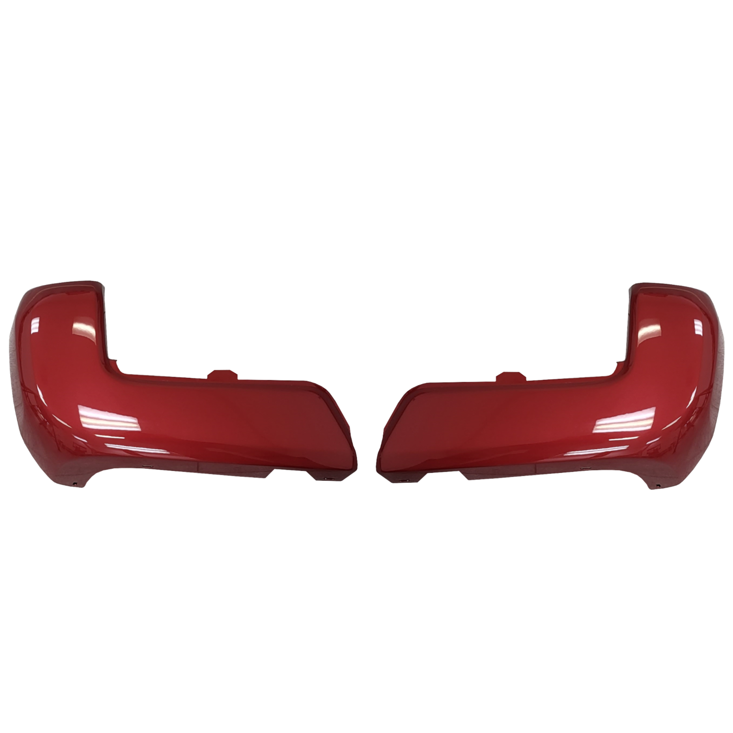 Barcelona Red rear bumper cover for 2016-2023 Toyota Tacoma, no parking sensor holes.