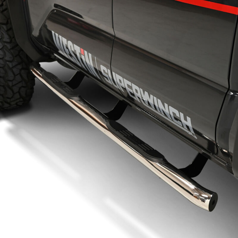 Westin E-Series 3 Nerf Step Bars, Double Cab, Polished, fits Toyota Tacoma