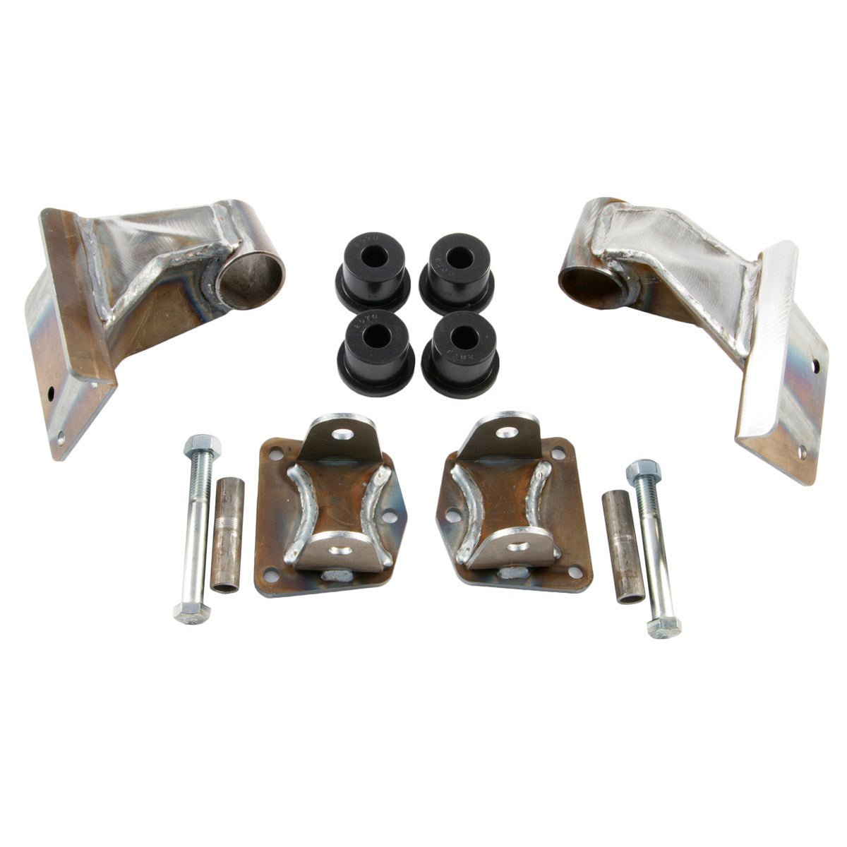 Chevy V6 V8 motor mount conversion kit with brackets, bolts, and bushings for Jeep CJ 1972-86