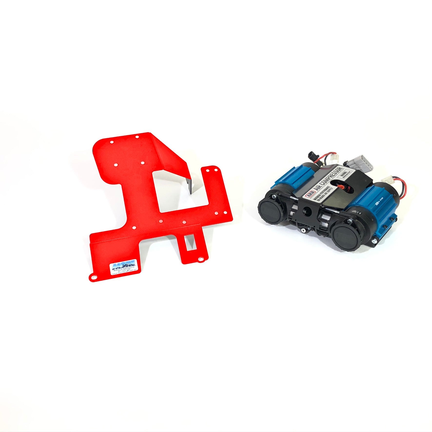 ARB twin air compressor with red mounting bracket for Jeep Wrangler JK