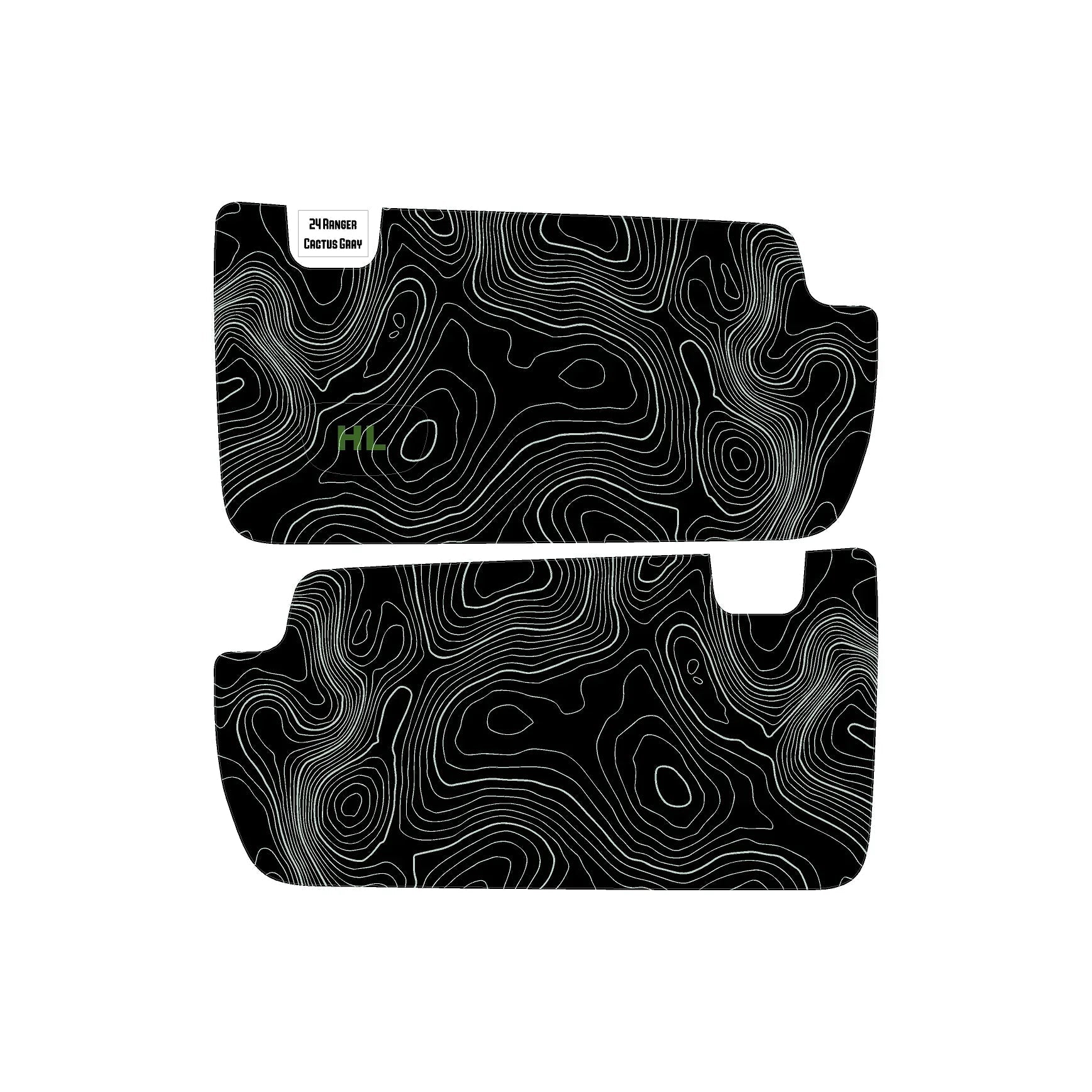 Topographic Interior Sun Visor Overlays - 2024+ Ranger Raptor (with Homelink)