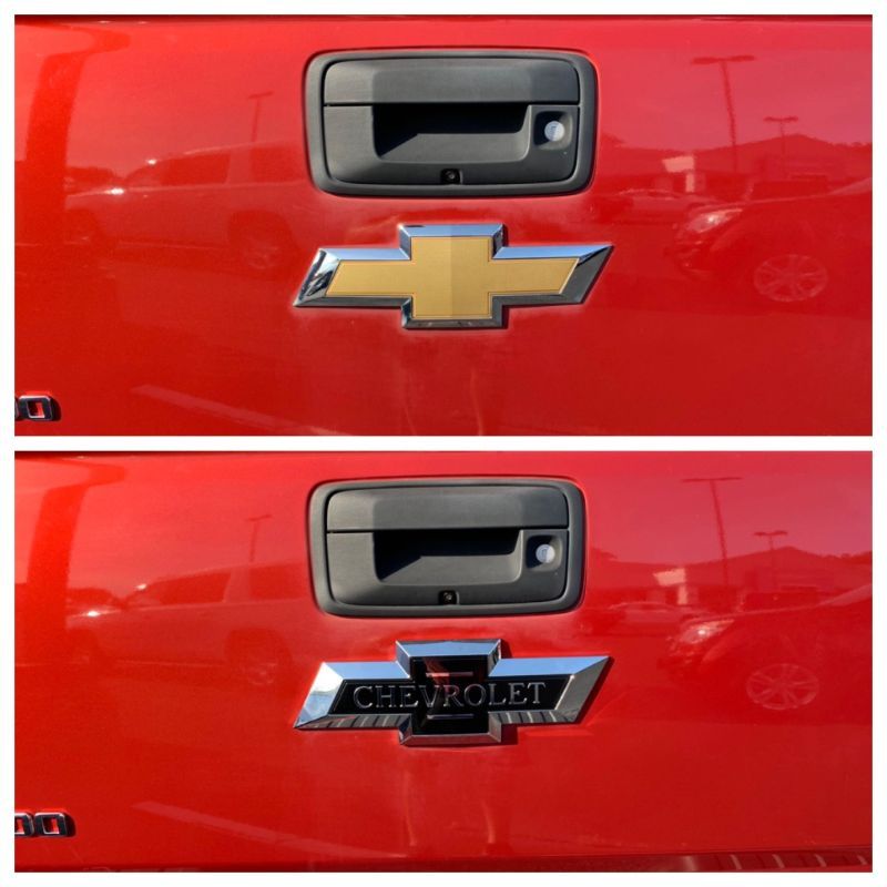 CBT6721-6714BLK 16-18 Chevrolet Silverado 1500 2 PCS Centennial Tape-on Officially Licensed Chevrolet Emblem Set