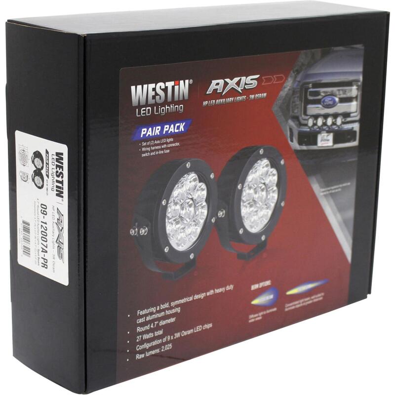 Westin Axis 4.75 in. Round LED Auxiliary Lights, Spot, Pair