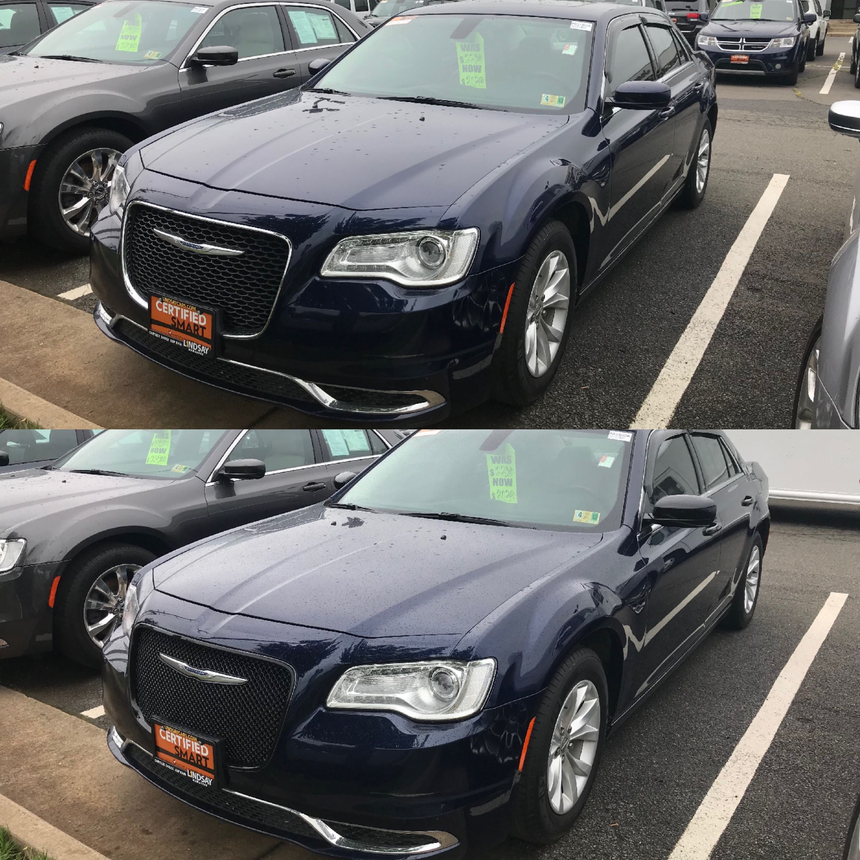 ABS6445BLK 15-22 Chrysler 300 C/C Platinum/Limited 1 PC Gloss Black Tape-on Grille Overlay