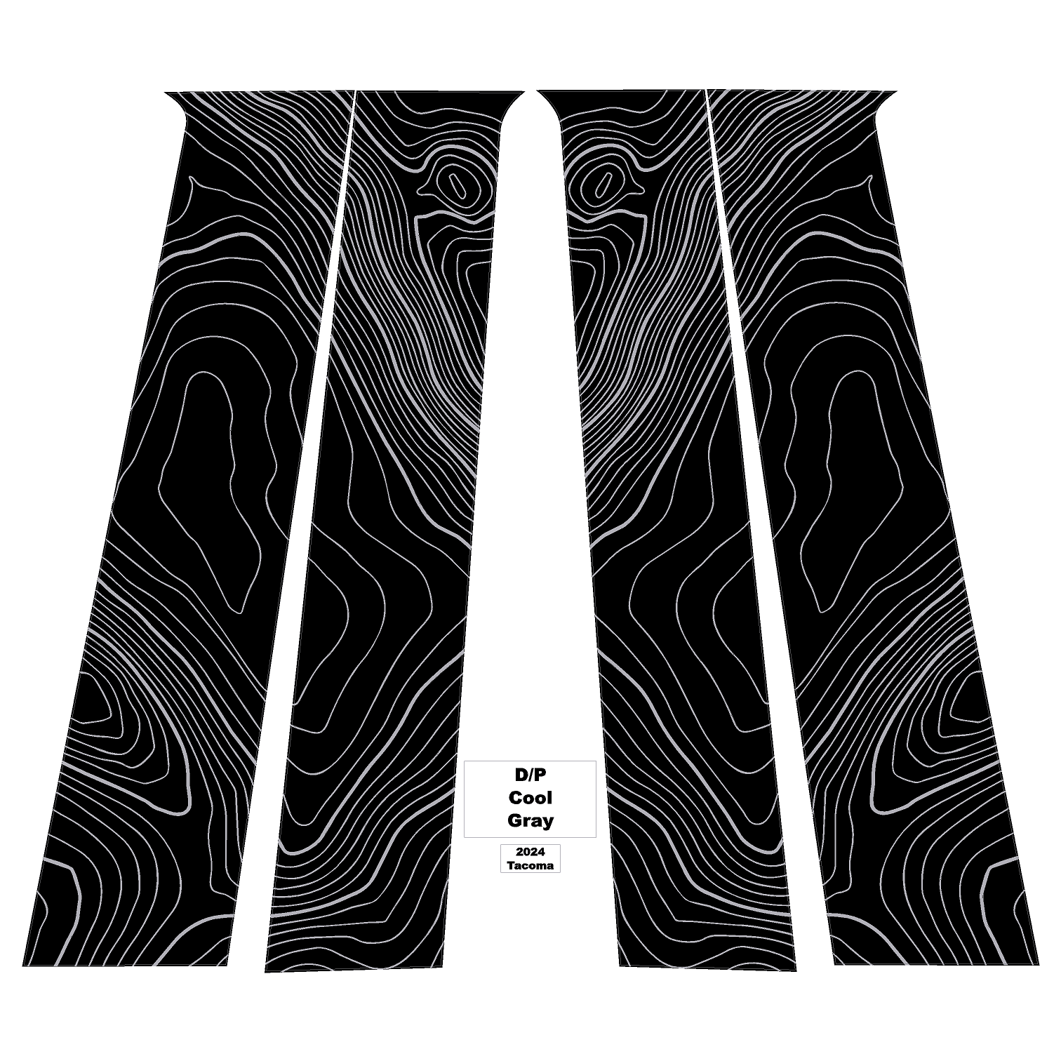 Topographic B Pillar Overlays - 2024+ Tacoma Double Cab / 2025+ 4Runner