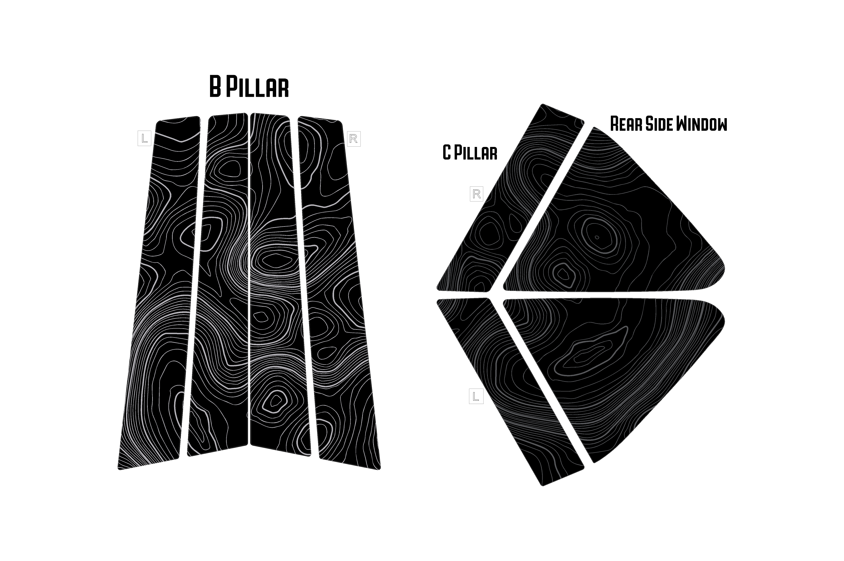 Topographic Map Pillar Overlays - 2024+ Crosstrek