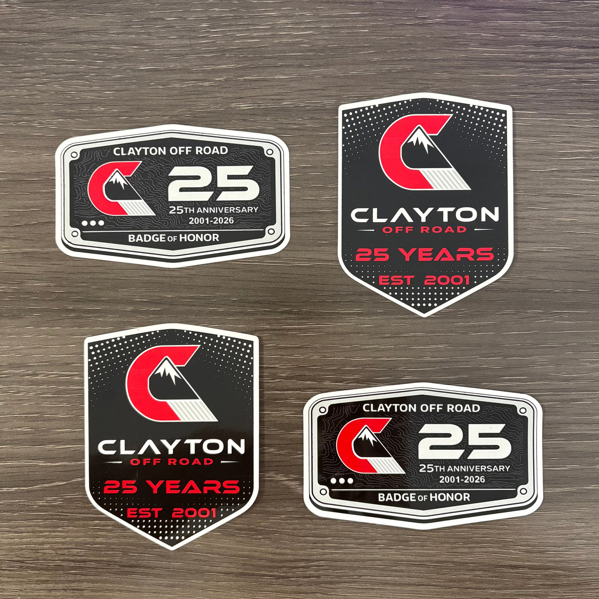 Clayton Off Road 25th Anniversary limited edition sticker bundle, universal fit