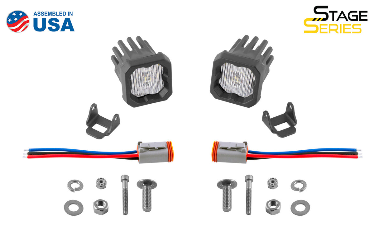 Diode Dynamics SSC1 White SAE Fog LED Pod (Pair) for trucks and SUVs – kit contents
