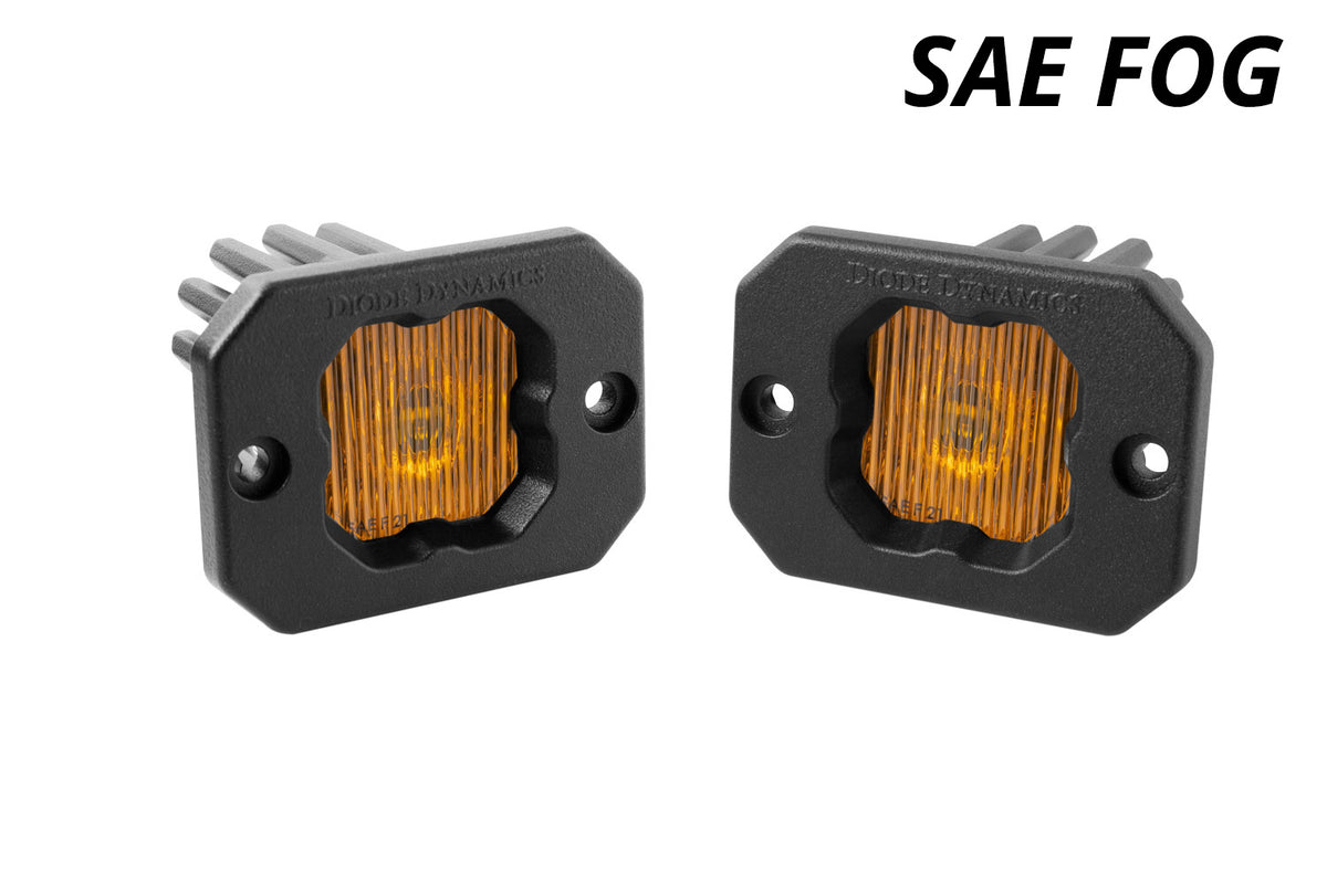 Diode Dynamics SSC1 Yellow SAE Fog Flush Mount LED Pod (Pair) for trucks and SUVs