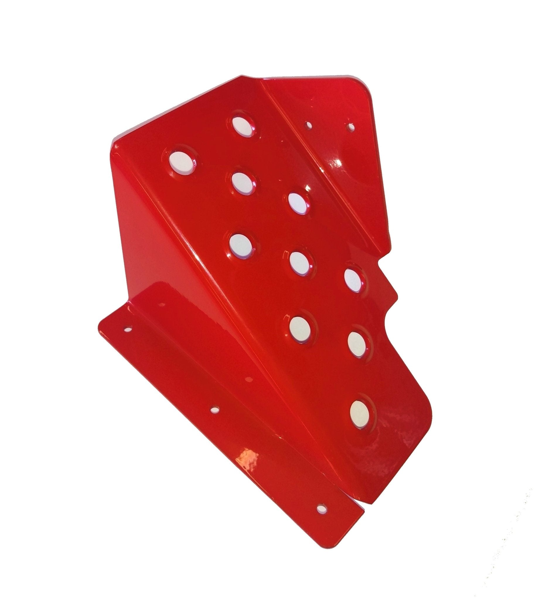 Red passenger side dead pedal with circular grip holes for Jeep Wrangler TJ LJ