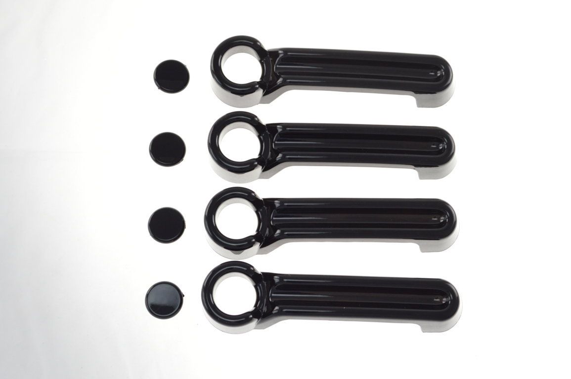 DH6122BLK 07-17 Jeep Wrangler No Smart Key 8 PCS Gloss Black Tape-on Door Handle Cover