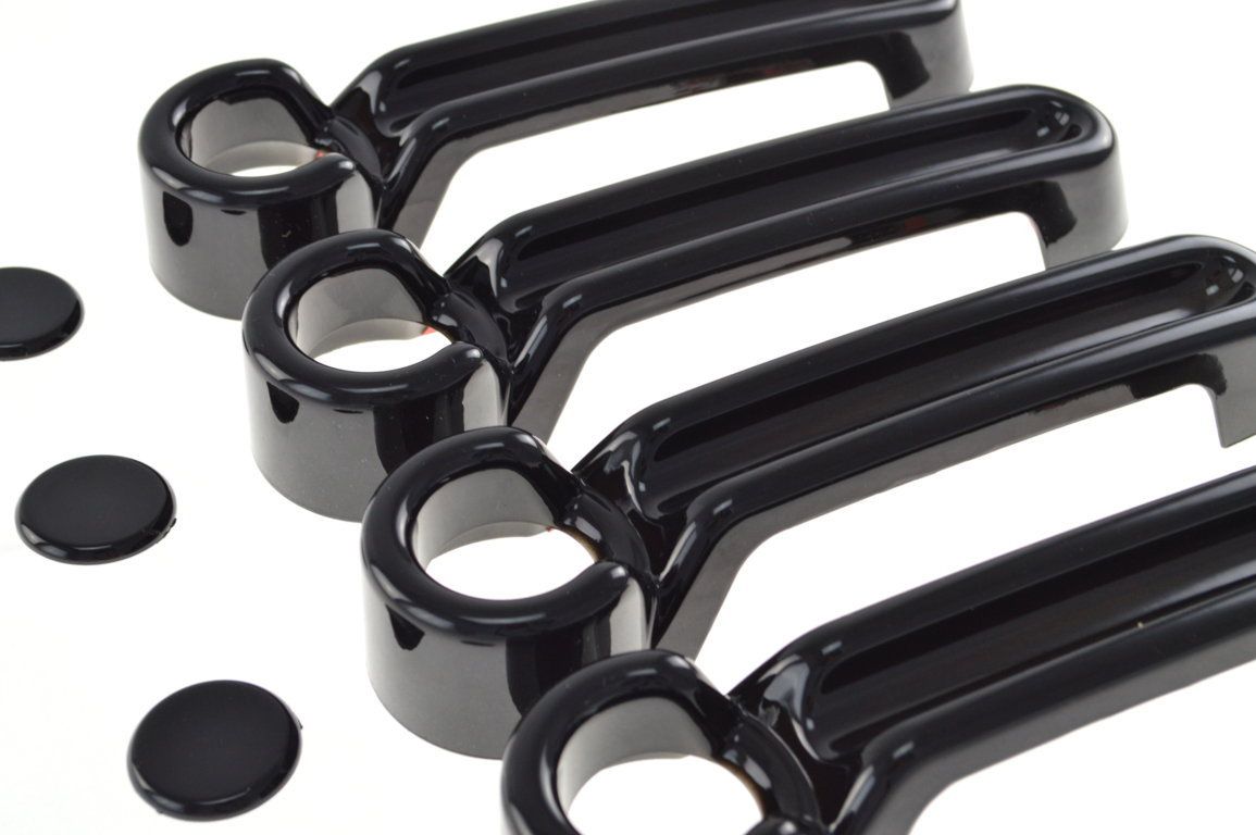 DH6122BLK 07-17 Jeep Wrangler No Smart Key 8 PCS Gloss Black Tape-on Door Handle Cover