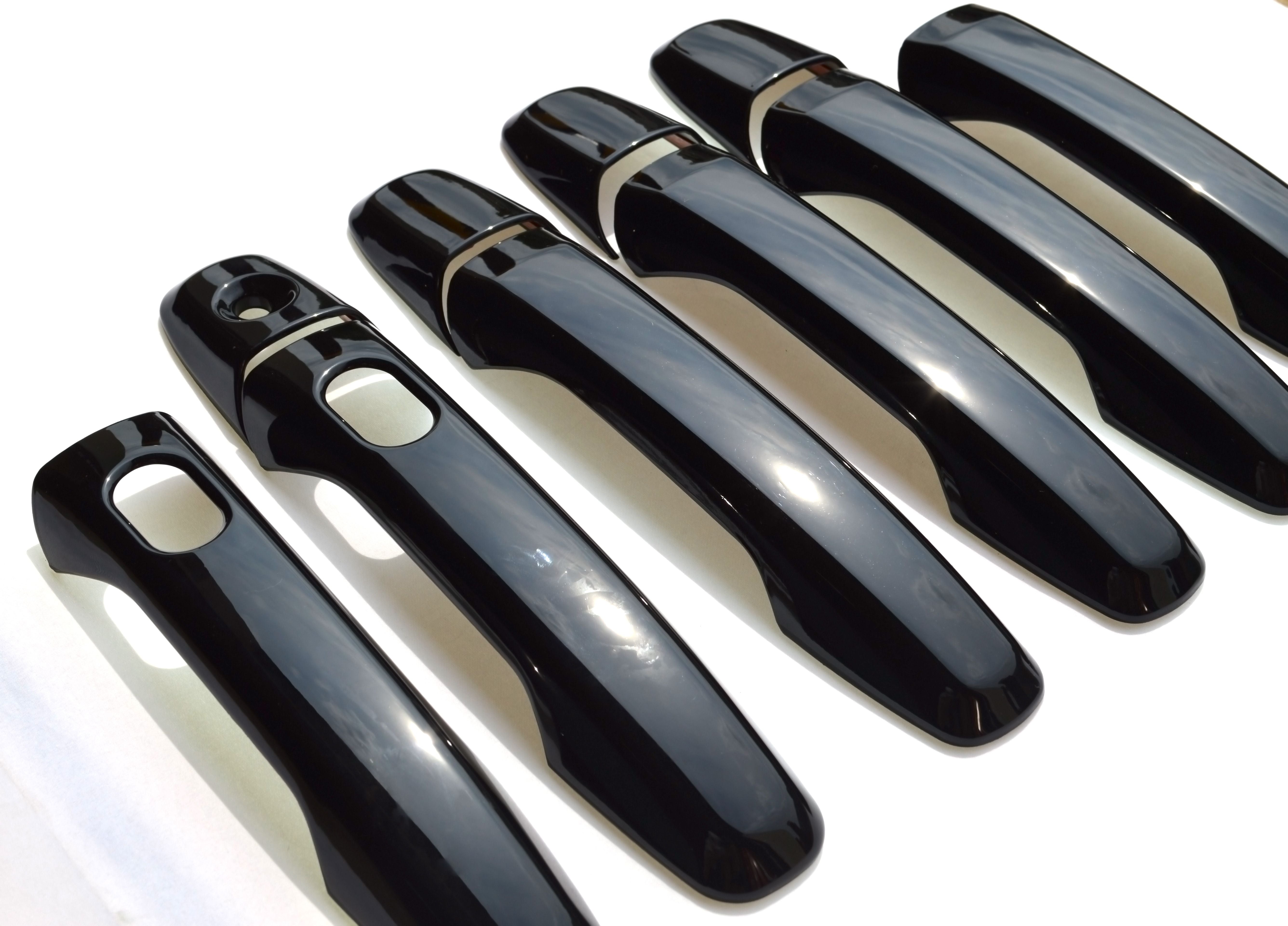 DH6262BLK 12-14 Ford Edge W/ or W/O Smart Key 8 PCS Gloss Black Snap-on W/Tape Door Handle Cover