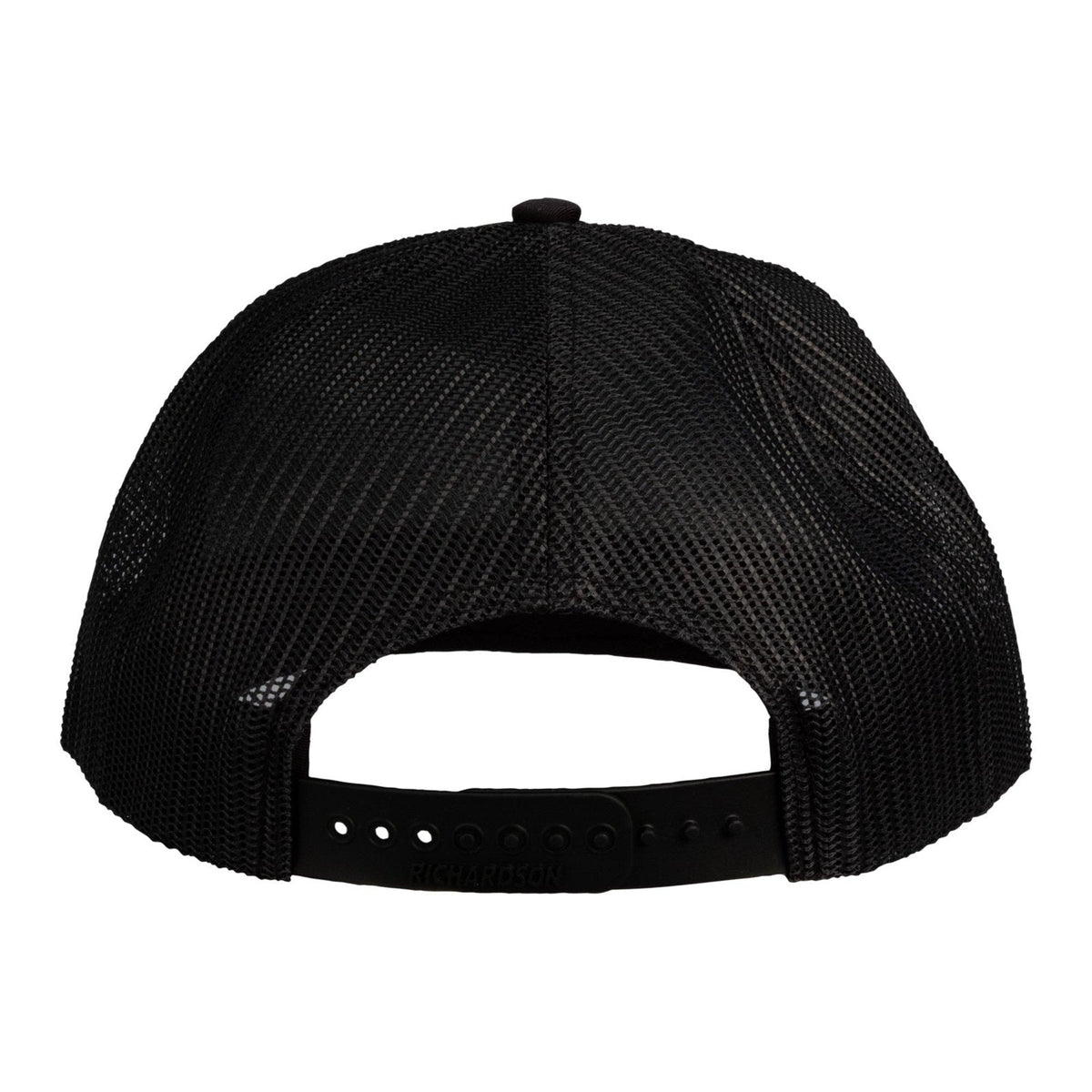 DMOS trucker hat 6 panel snapback with orange woven patch, universal fit