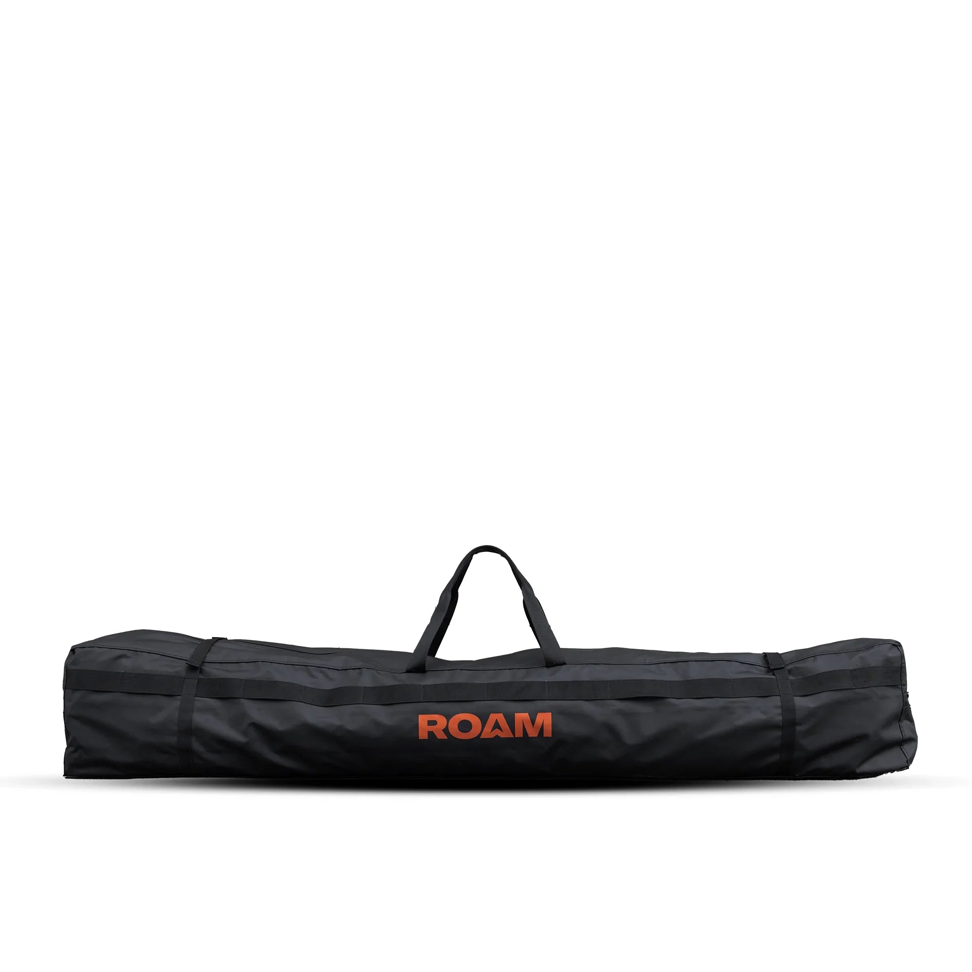 Black camping tent bag with handles and orange ROAM logo for overlanding gear