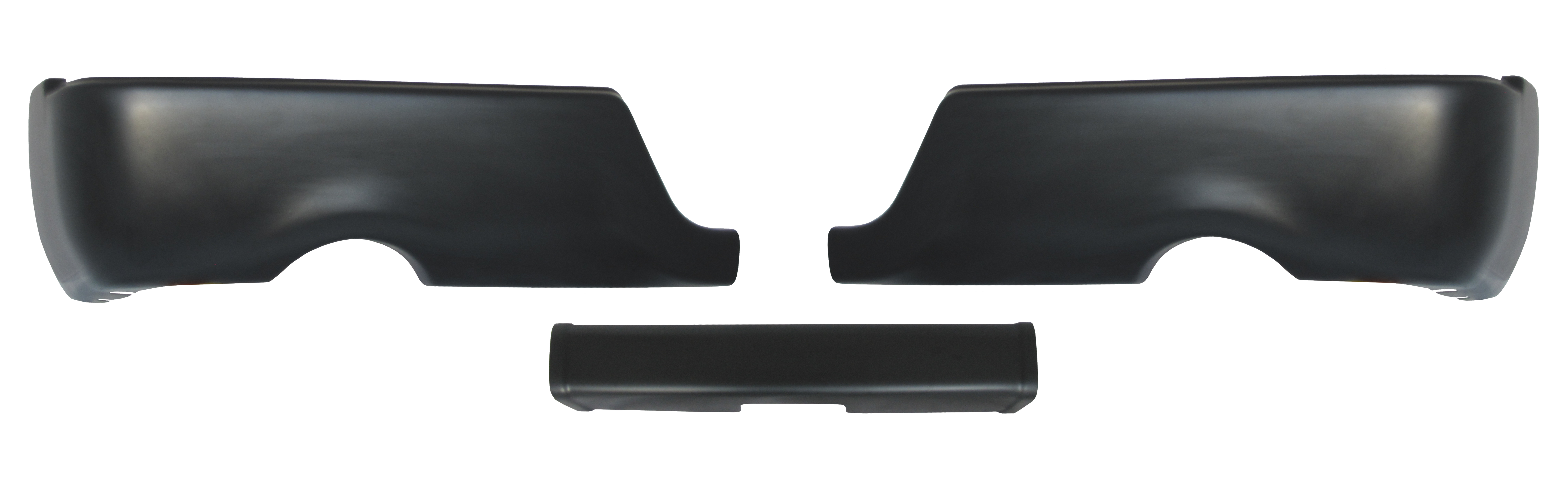 2009-2018 Ram - Rear BUMPERSHELLZ™ - Chrome Delete Truck Bumper Caps Paintable ABS (ready for color match paint) with dual exhaust Cut Outs