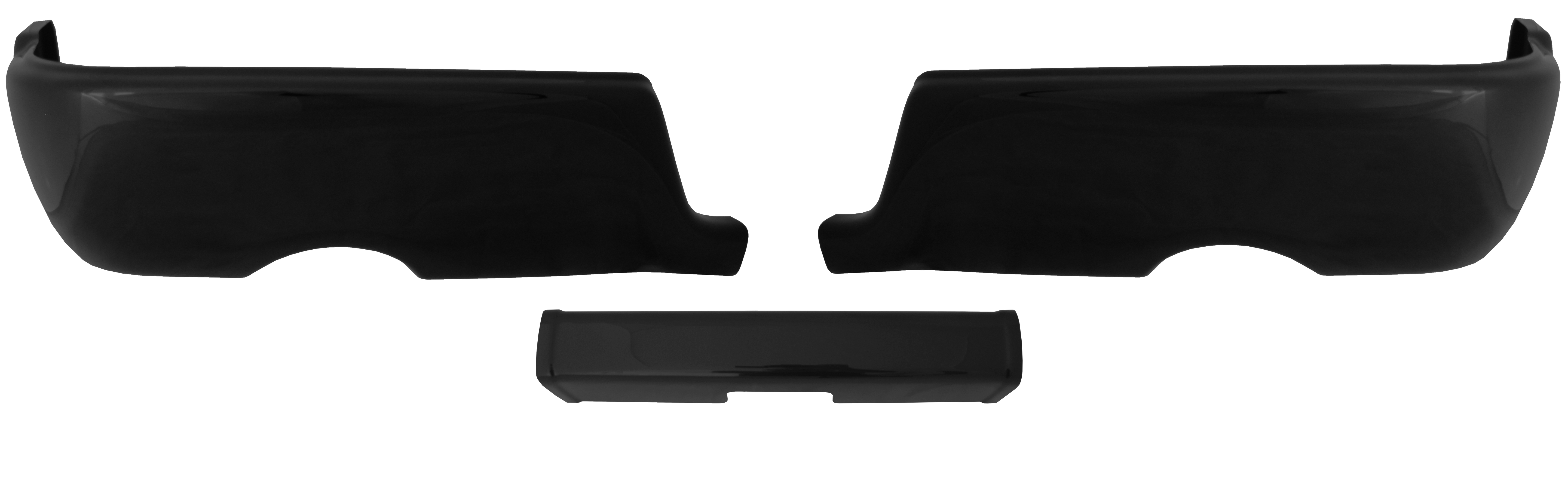 Dual exhaust 2009-2018 RAM bumper covers, in gloss black, chrome delete kit