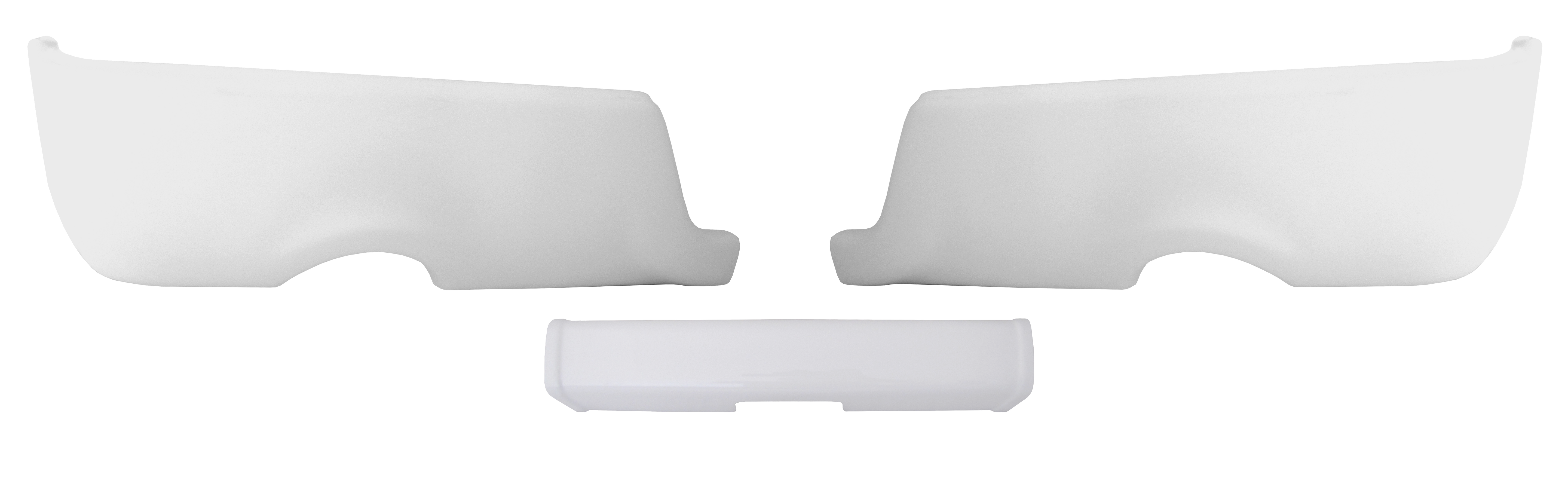 gloss white 2009-2018 Ram - Rear BUMPERSHELLZ™ - Chrome Delete Truck Bumper Caps Chrome Delete Kit with exhaust Cut Outs