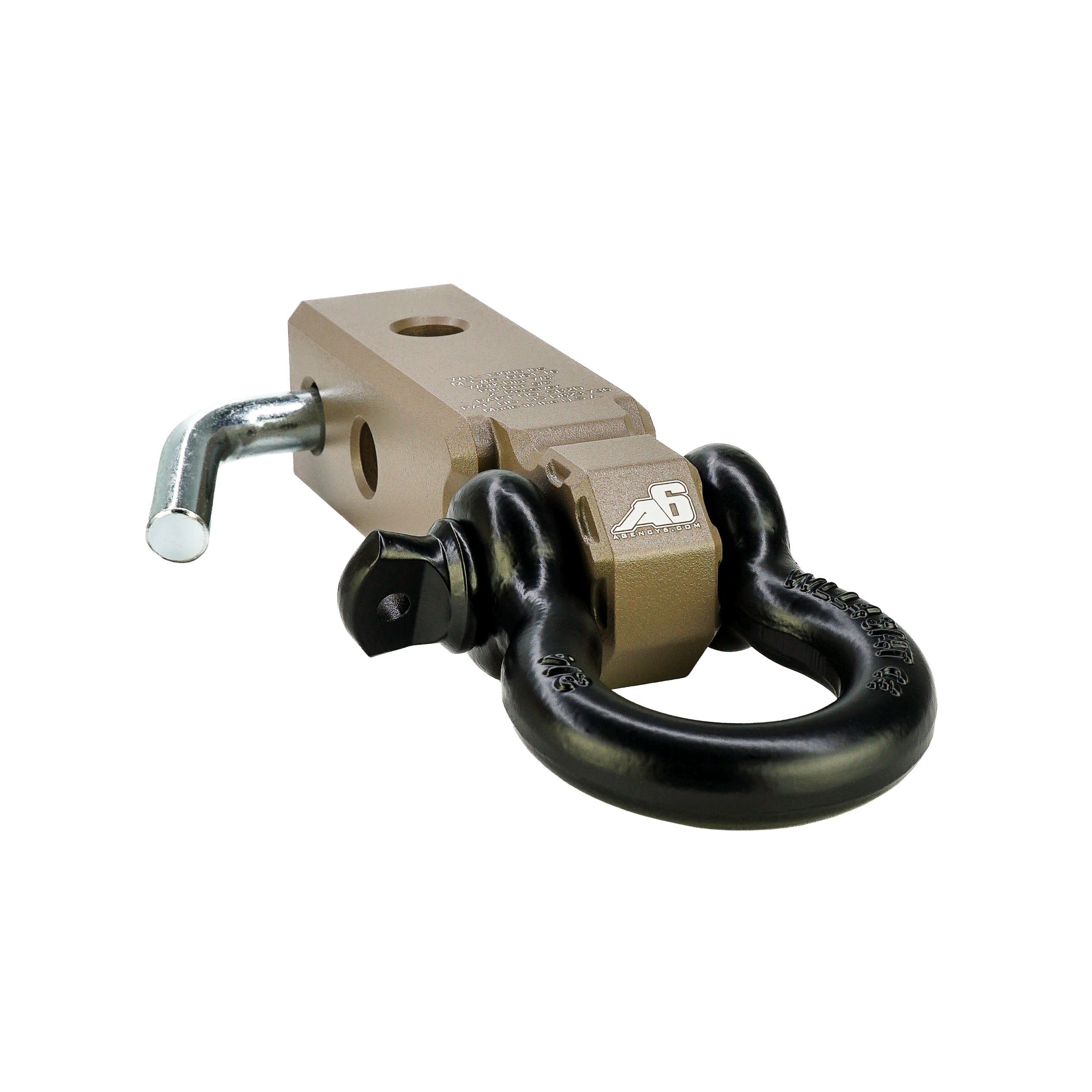 Heavy-duty off-road hitch receiver with black D-ring shackle for overlanding vehicles