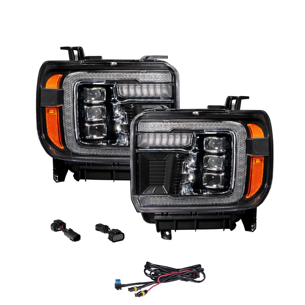 Form Lighting Sequential LED Projector Headlights for GMC Sierra 2500/3500 HD 2015-2019 - pair, lights off
